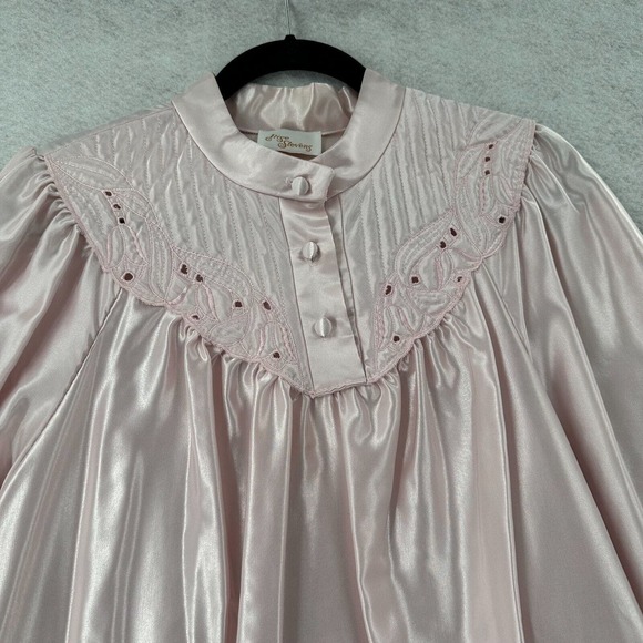 Vintage Ilise Elise Stevens Satin Ruffle Cottage Core Victorian Night Gown LARGE - Picture 3 of 16